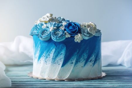 Blue and white Wedding Cake