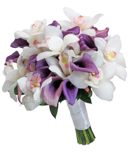 Whte and Purple Bridal Bouquet