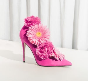 Pink flowers inside a pink high heel