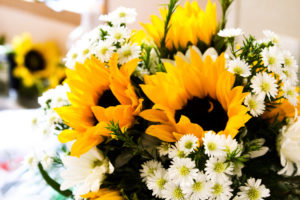 Sunflower and daisy centerpiece